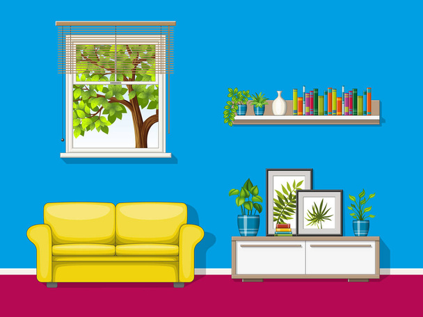 Illustration eines bunten Wohnzimmers - Vektor, Bild