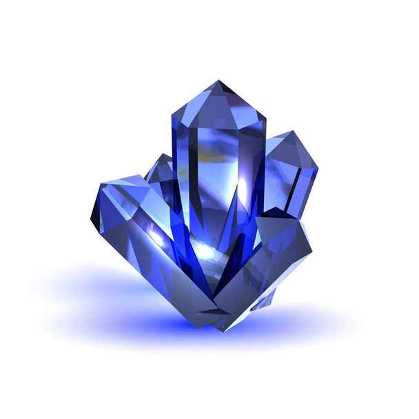 Realistic blue crystal on white background nature element vector illustration - Vecteur, image