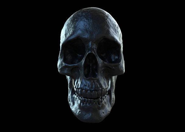 Crânio preto isolado em fundo preto ilustração 3d
 - Foto, Imagem