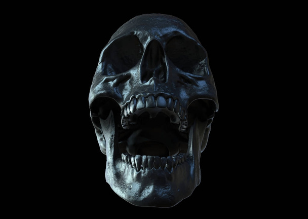 cráneo negro gritando aislado en fondo negro 3d ilustración
 - Foto, imagen
