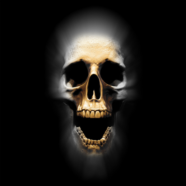 Cráneo gritando aislado en el fondo vacío 3d ilustración fondo de pantalla
 - Foto, imagen