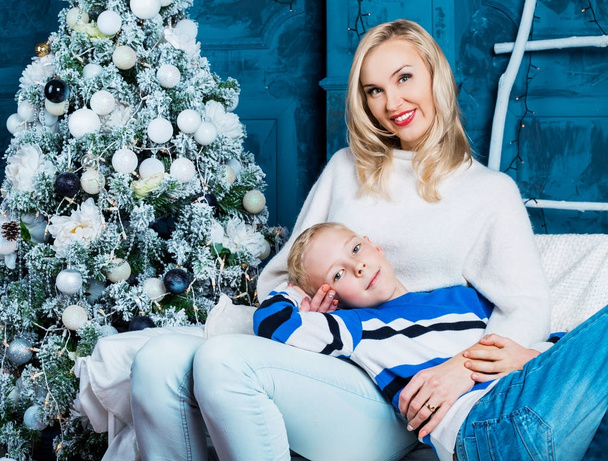 mother and son at Christmas - Photo, image