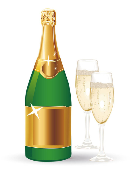 Une bouteille de champagne avec deux verres. Illustration vectorielle
. - Vecteur, image
