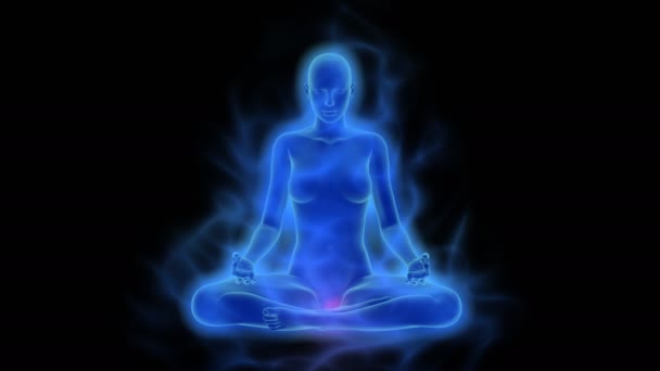 Donna con aura, attivazione del chakra e illuminazione della mente in meditazione, risoluzione uhd / 4k
 - Filmati, video
