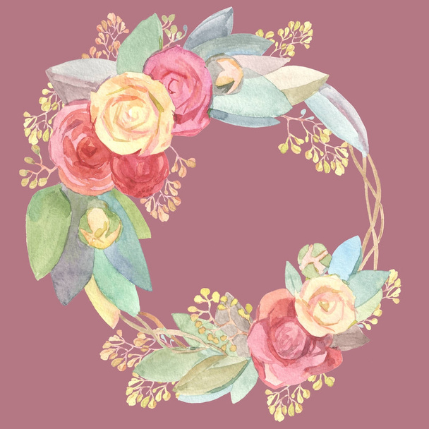 watercolor roses pattern illustration - Fotografie, Obrázek