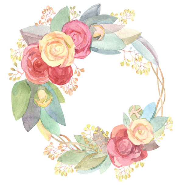 watercolor roses pattern illustration - Photo, Image
