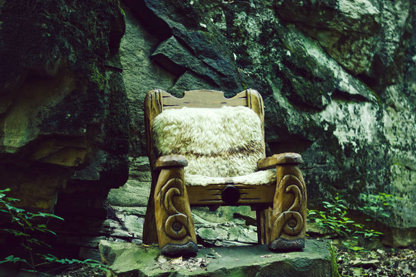 Empty wooden throne - Foto, Imagen