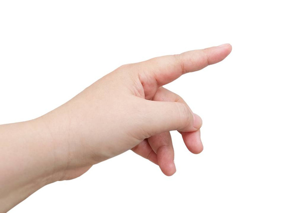 Apontando a mão ou tela de toque no branco
  - Foto, Imagem