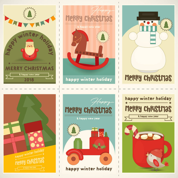 Merry Christmas Posters Set - Vector, Image
