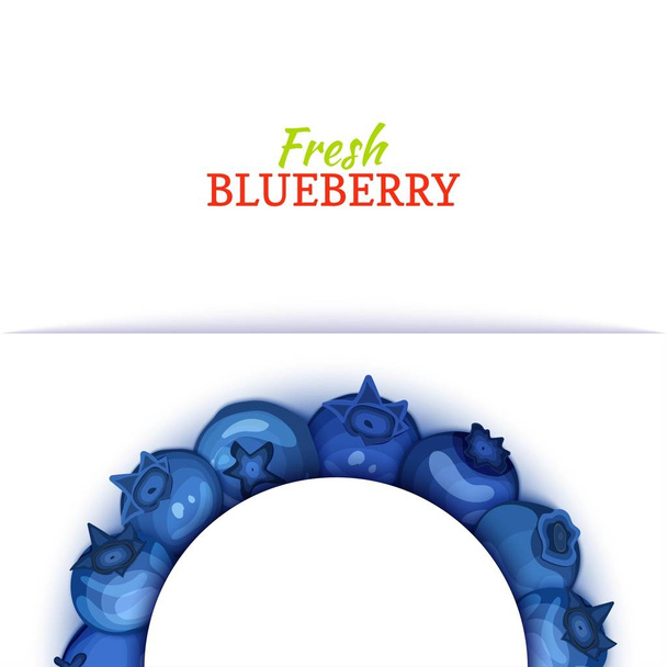 Barevný rámeček půlkruh skládá z vynikající blueberryfruit. Vektorové ilustrace karet. Modré borůvky půlkulaté rámec pro návrh Potravinářské balení šťáva snídaně kosmetika čaj detoxikační dieta. - Vektor, obrázek