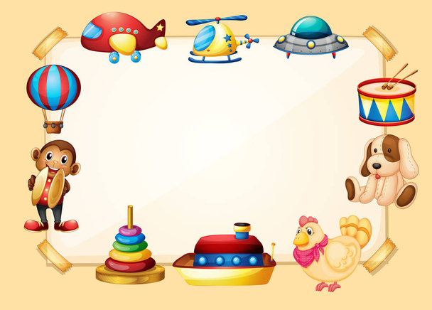 Border template with many toys - Vector, Image