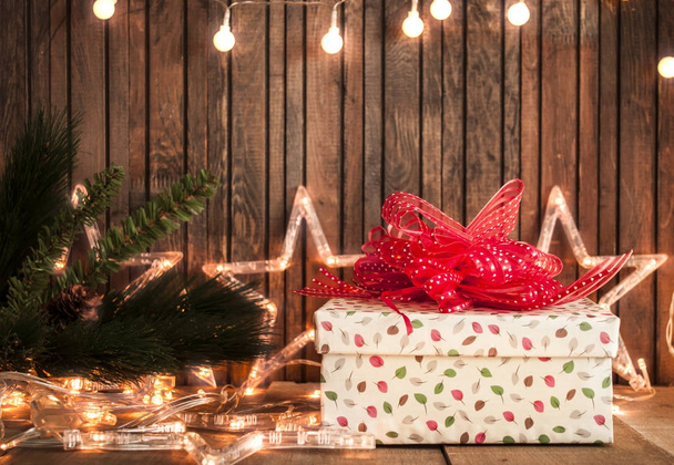 gift box and lights - Foto, afbeelding