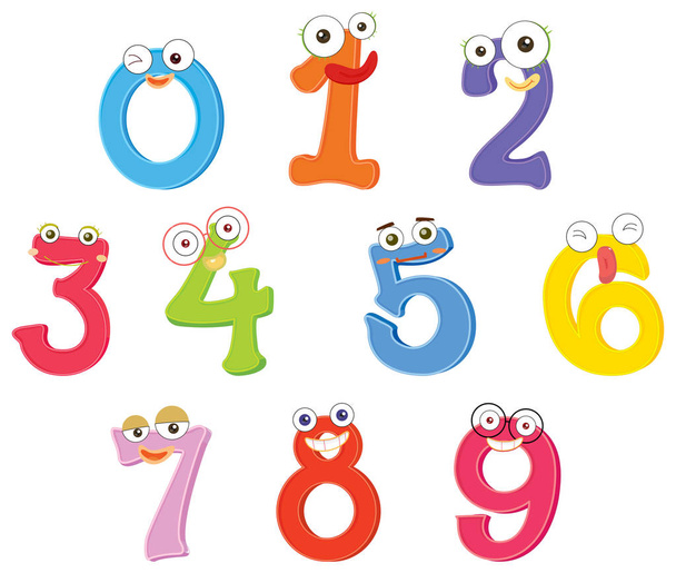 Numéro zéro à neuf avec expressions faciales
 - Vecteur, image