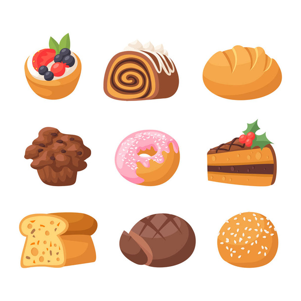 Cookie dortíky chutné občerstvení chutné čokoládové domácí pečivo sušenky sladké dezertní pekárna jídlo vektorové ilustrace - Vektor, obrázek
