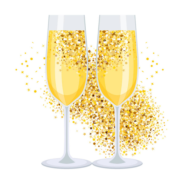 champagne dorato su bianco
 - Vettoriali, immagini