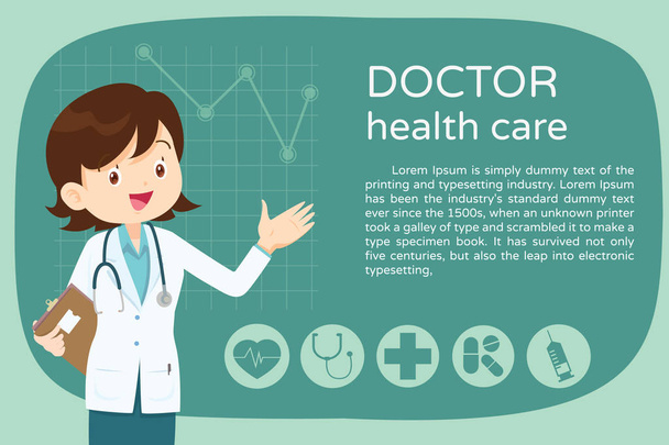 Design Smart female doctor presentation background - Vector, Image