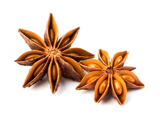 Close up star anise spice isolated on white background , overhea - Photo, Image