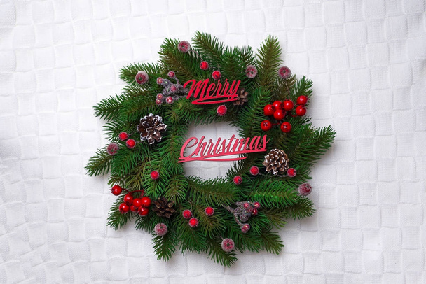 Christmas wreath, isolated on white - Фото, зображення