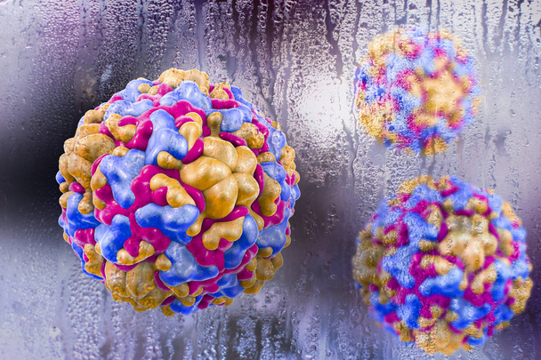Rhinoviruses en regen, conceptuele afbeelding - Foto, afbeelding