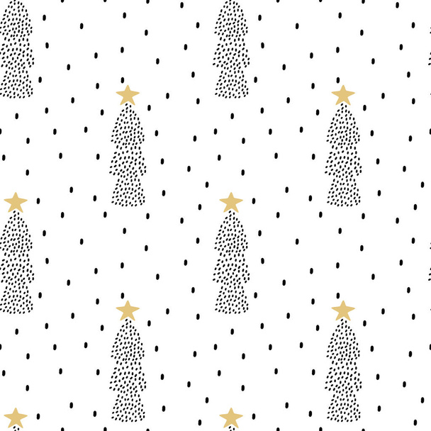 schattig Scandinavische naadloze patroon achtergrond vectorillustratie met abstracte kerstboom - Vector, afbeelding