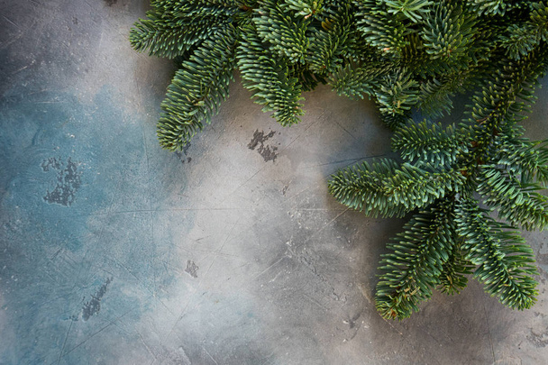 Christmas background with evergreen tree - 写真・画像