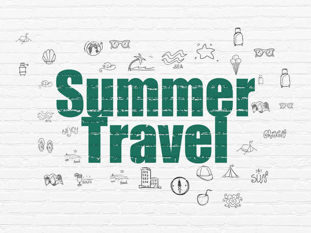 Travel concept: Summer Travel on wall background - Φωτογραφία, εικόνα