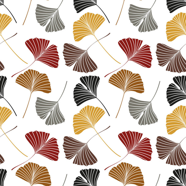 Seamless pattern with Ginkgo biloba leaves - Vector, afbeelding