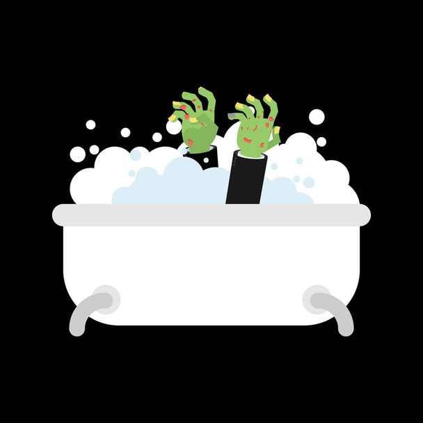 Ζόμπι στο μπάνιο που απομονώνονται. Πράσινο νεκρό άνθρωπο πλύσεις. Διάνυσμα illustrat - Διάνυσμα, εικόνα