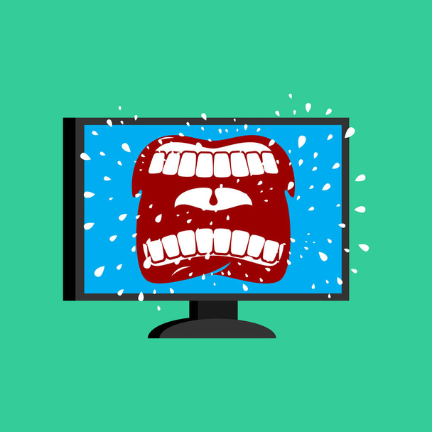 Wütende Computer-Emojis. schreit der PC-Monitor. Vektorillustration - Vektor, Bild