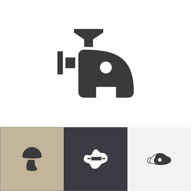 Set von 4 editierbaren Kochsymbolen. enthält Symbole wie Teig, Champignon, Fleischwolf und mehr. kann für Web-, Mobil-, UI- und Infografik-Design verwendet werden. - Vektor, Bild