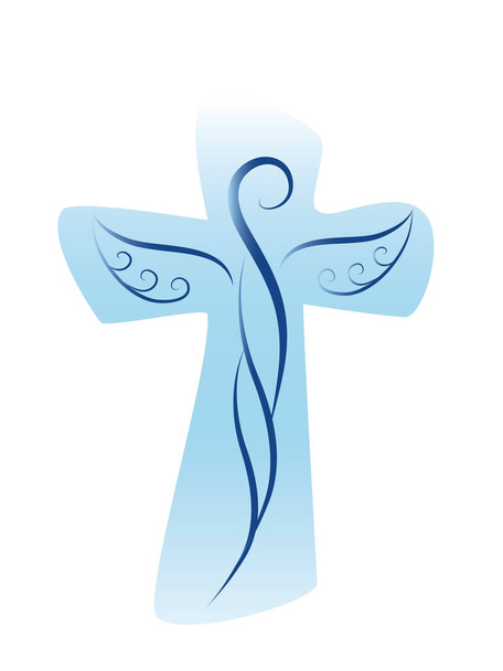 Vector christian cross with guardian angel - Vector, Image