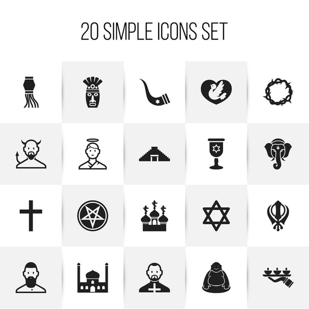 Conjunto de 20 ícones editáveis Dyne. Inclui símbolos como muçulmano, coroa de Cristo, pomba e muito mais. Pode ser usado para Web, Mobile, UI e design infográfico
. - Vetor, Imagem