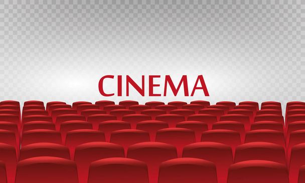 Κινηματογραφική αίθουσα με μπλε καθίσματα και κενή οθόνη. Εικονογράφηση διάνυσμα - Διάνυσμα, εικόνα