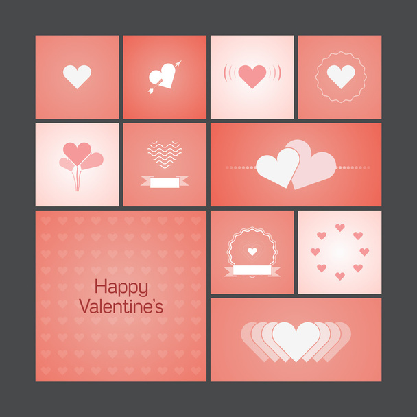Greeting cards with heart for Valentine's Day - Vector, Image
