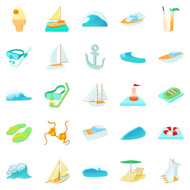 Algae icons set, cartoon style - Vector, Image