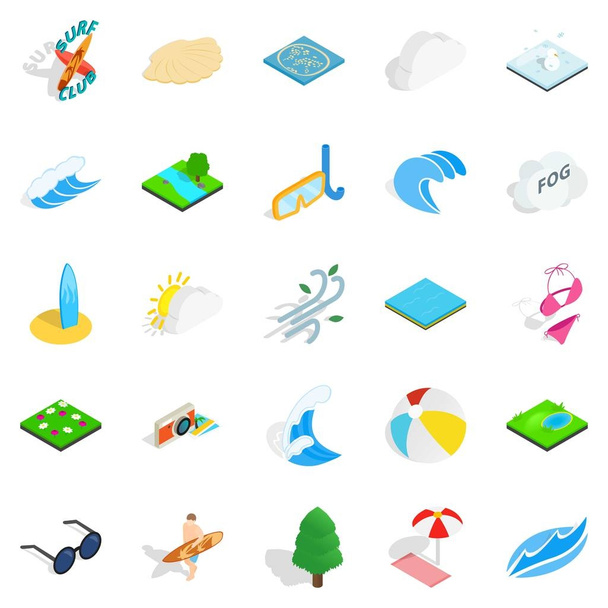 Conjunto de iconos de natación de agua, estilo isométrico
 - Vector, Imagen
