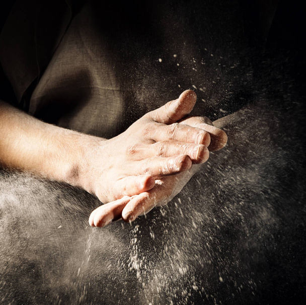 Hands clapping with flour - Foto, imagen