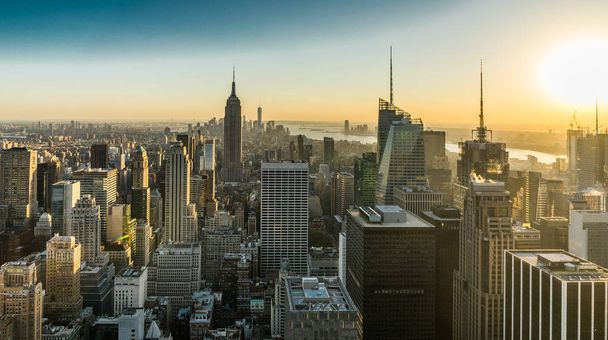 New York Skyline Manhatten Cityscape Empire State Binası - Fotoğraf, Görsel