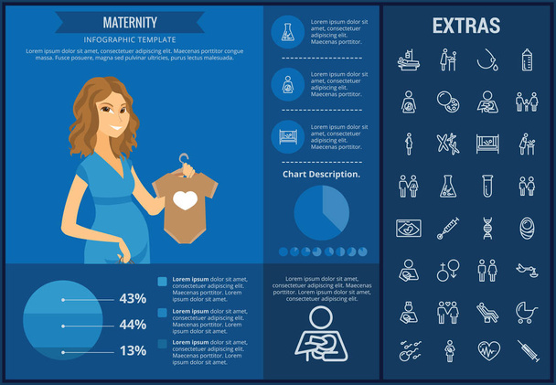 Maternity infographic template, elements and icons - ベクター画像