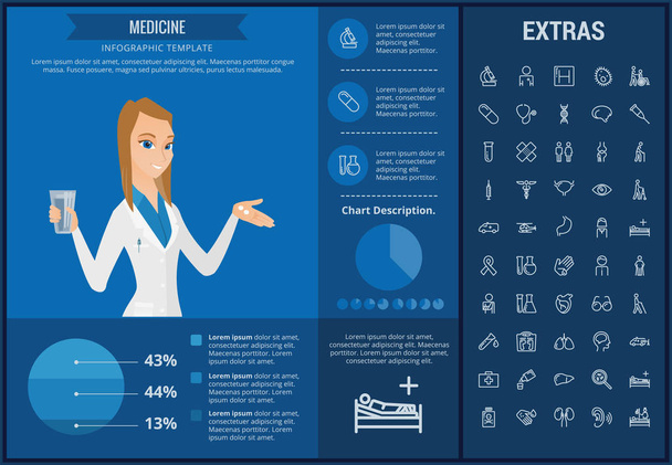 Medicine infographic template, elements and icons. - ベクター画像