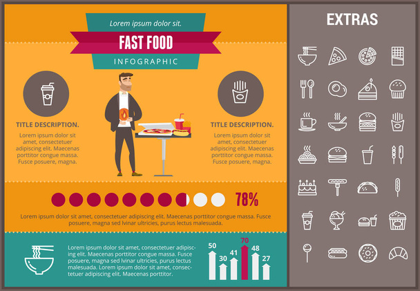 Fast food infographic template and elements. - Вектор,изображение
