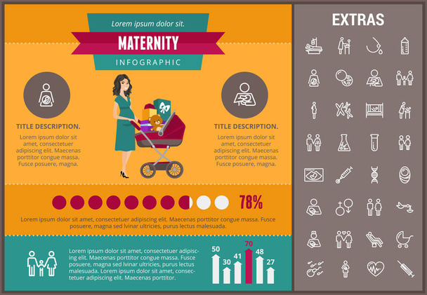 Maternity infographic template, elements and icons - ベクター画像