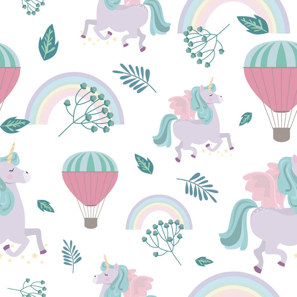 Seamless pattern with magic element and unicorn. Vector illustration - Vector, Image