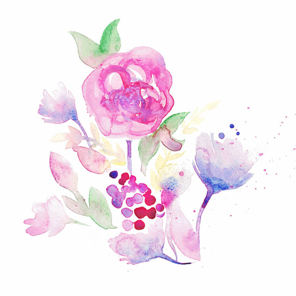 Rose paint, watercolor illustration  - Фото, изображение