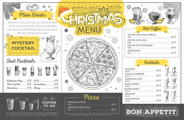 Vintage christmas menu design. Restaurant menu - Vektor, Bild