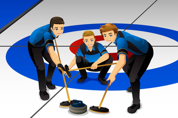 Curling sportolók versenyben illusztráció - Vektor, kép