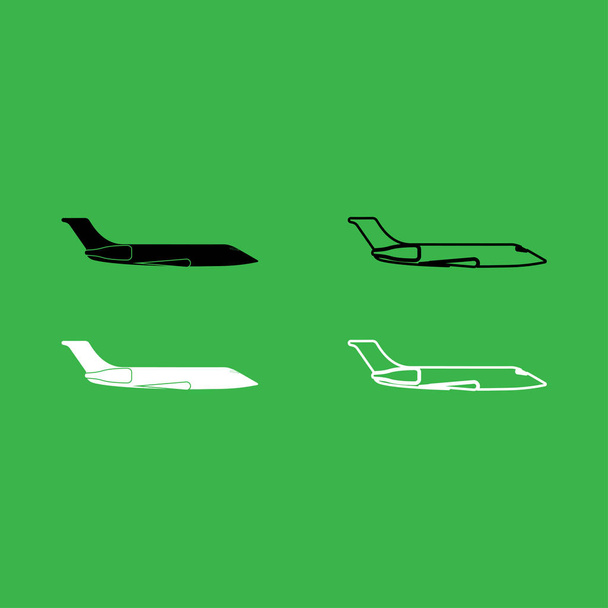 Private airplane icon  Black and white color set  - Vector, Image
