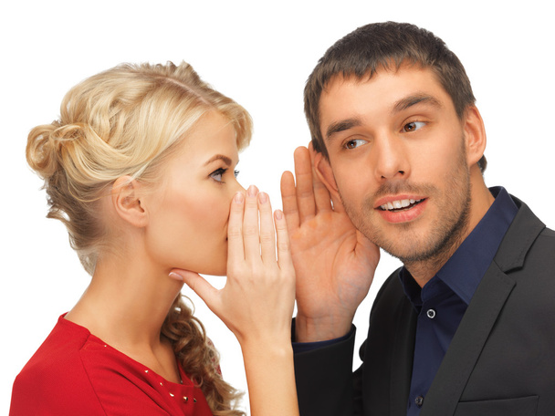 Man and woman spreading gossip - Zdjęcie, obraz