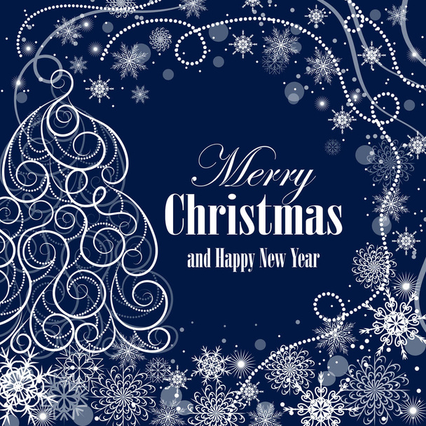 Christmas and New Year greeting card - Vector, Image