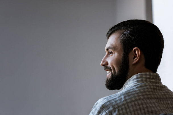 back view of handsome caucasian man with beard - Φωτογραφία, εικόνα